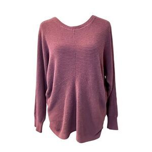 J. Jill Women's Burgundy Ribbed Pullover Long Sleeve Sweater M Cottagecore